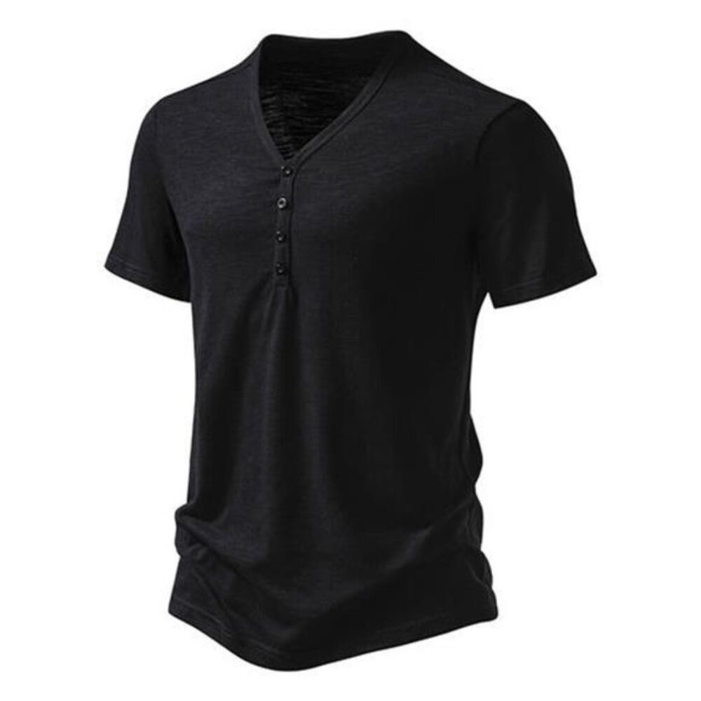 Men's Casual Button Detail T-Shirt - Picture 2 of 16